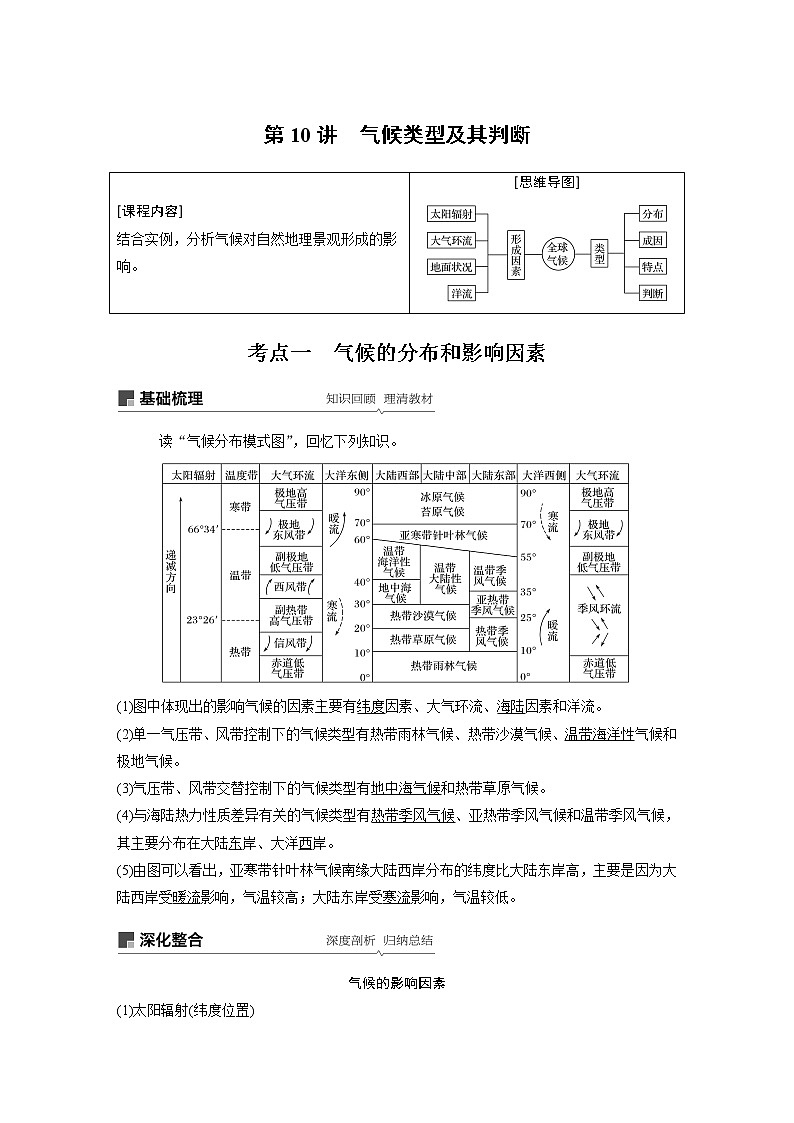 2020版地理新导学大一轮鲁教新高考（鲁京津琼）讲义：第一册第三单元从地球圈层看地理环境第10讲01