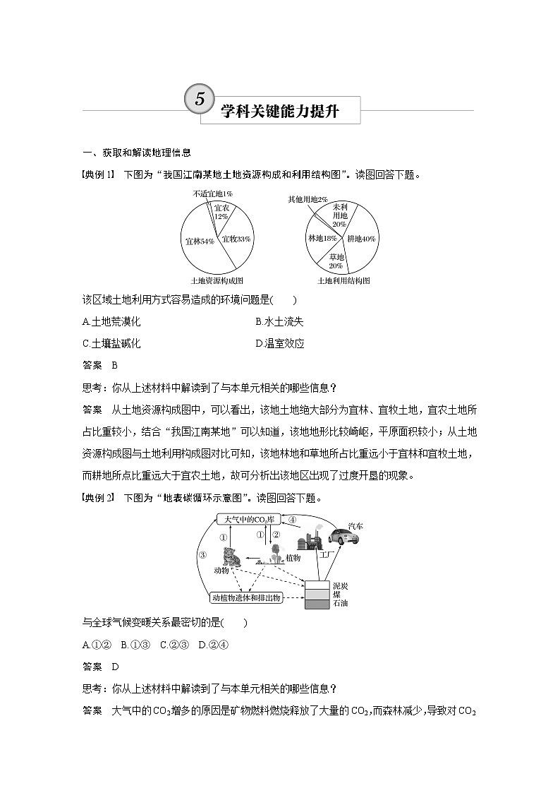 2020版地理新导学大一轮鲁教非新高考地区专用讲义：第一册　第五单元　从人地关系看资源与环境学科关键能力提升501