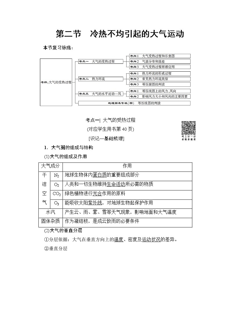 2019版高考地理总复习（鲁教版通用）一轮复习讲义：第2单元第2节　冷热不均引起的大气运动01