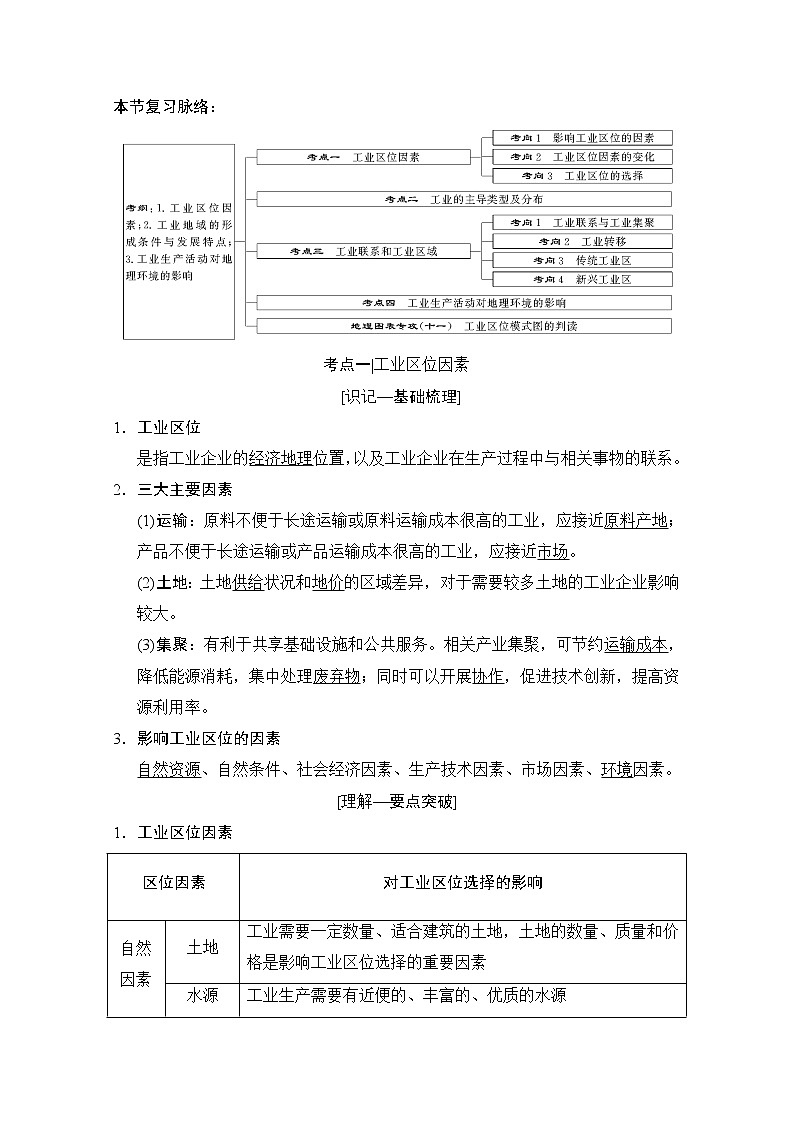 2019版《高三地理湘教版一轮复习系列优质讲练》讲练结合：第二十二讲工业区位因素与工业地域联系第1页