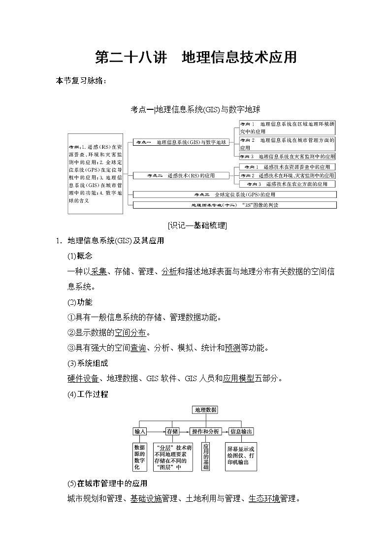 2019版《高三地理湘教版一轮复习系列优质讲练》讲练结合：第二十八讲地理信息技术应用01