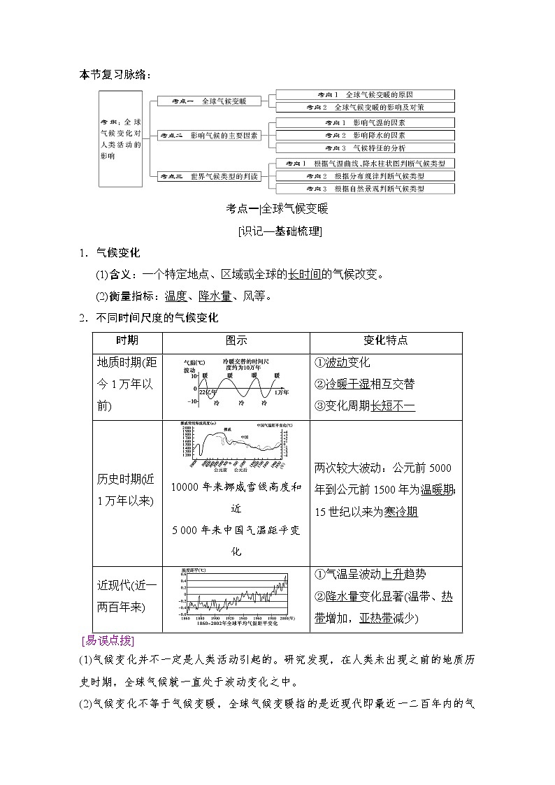 2019版《高三地理湘教版一轮复习系列优质讲练》讲练结合：第十四讲全球气候变化和世界气候类型的判读第1页
