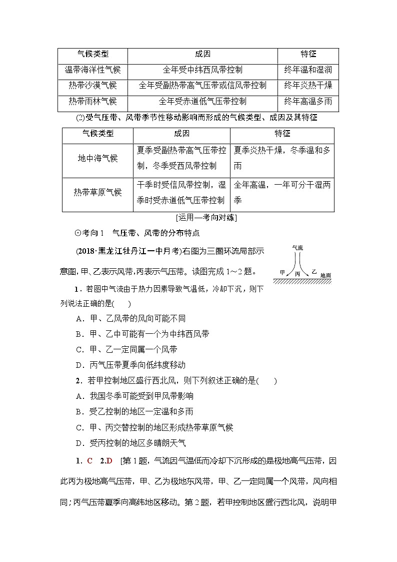 《新坐标》2019届高三地理人教版一轮复习学案：第2章第2节气压带和风带03