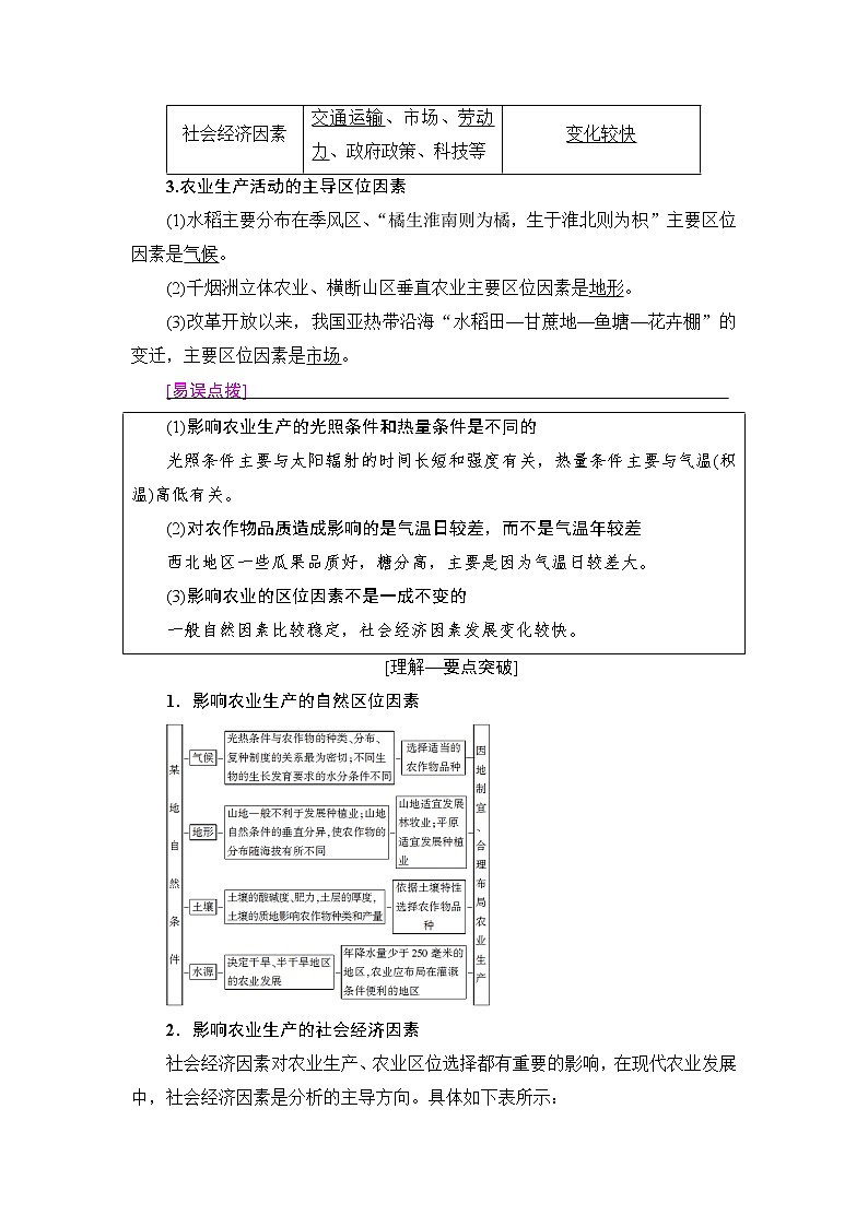 《新坐标》2019届高三地理人教版一轮复习学案：第8章第1节农业的区位选择02