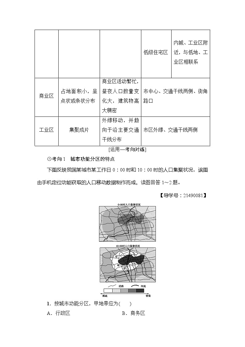 《新坐标》2019届高三地理人教版一轮复习学案：第7章第1节城市内部空间结构及不同等级城市的服务功能03