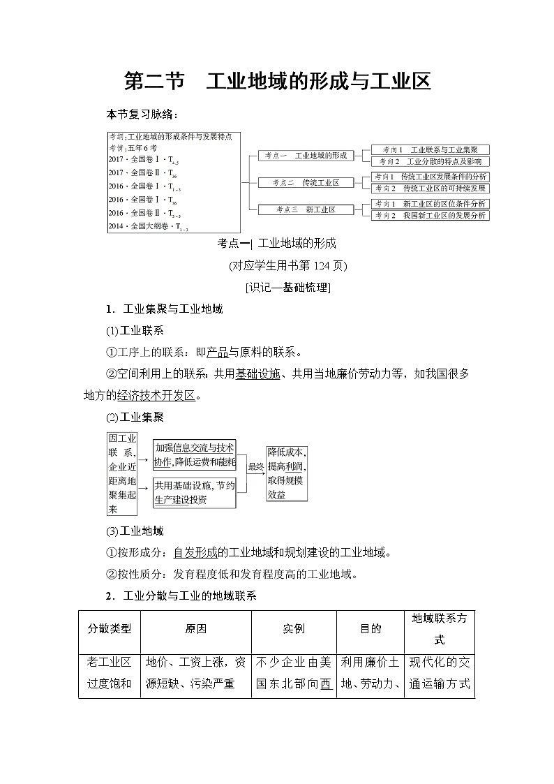 《新坐标》2019届高三地理人教版一轮复习学案：第9章第2节工业地域的形成与工业区第1页