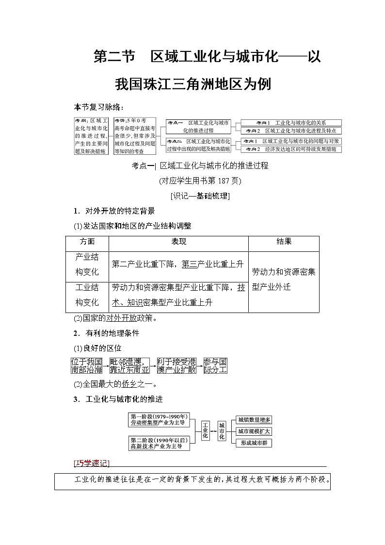 《新坐标》2019届高三地理人教版一轮复习学案：第15章第2节区域工业化与城市化——以我国珠江三角洲地区为例01