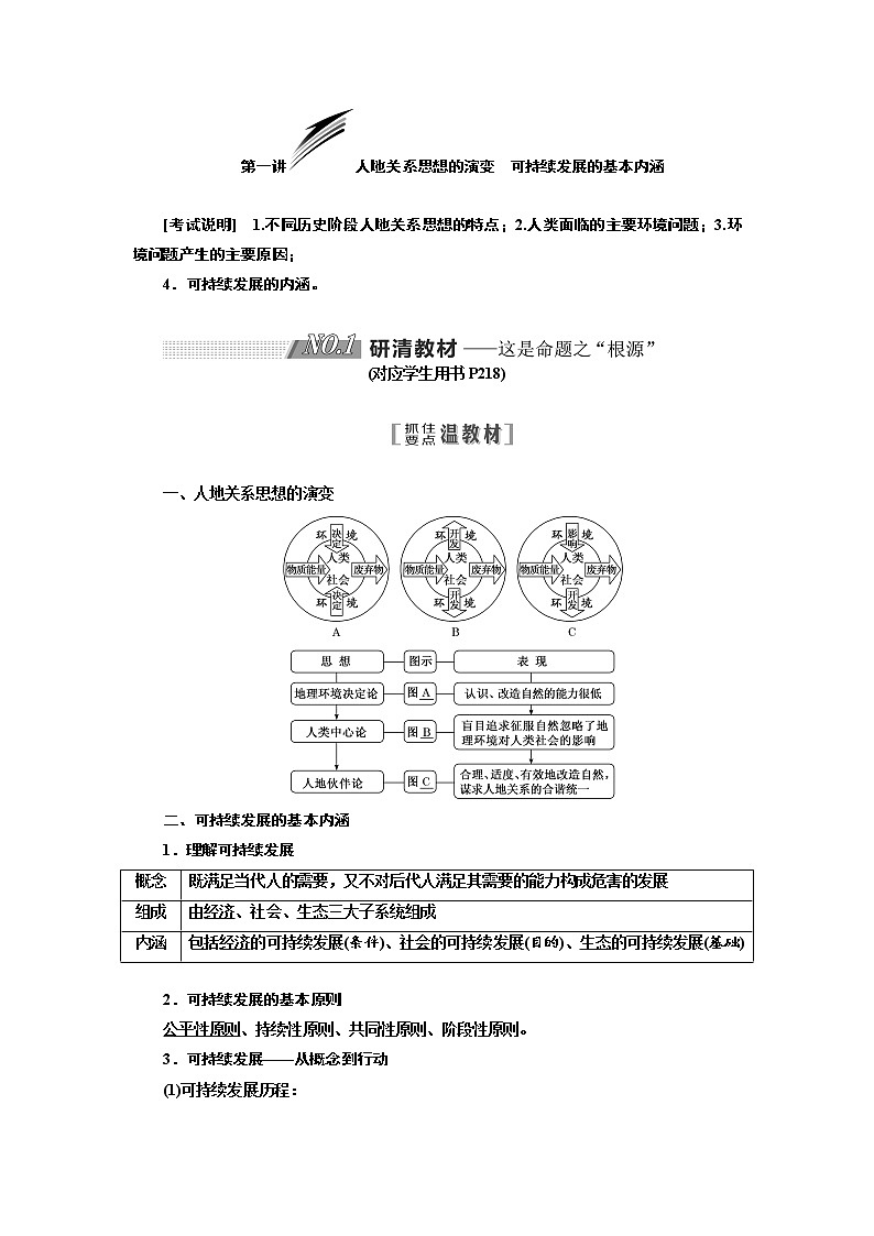 2020版高考地理新设计一轮复习江苏专版讲义：第三部分第二单元第一讲人地关系思想的演变可持续发展的基本内涵01