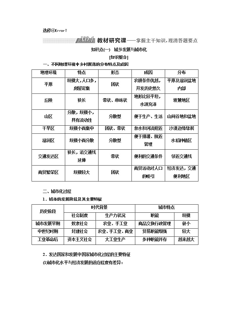 2020版高考地理新设计一轮复习江苏专版讲义：第四部分选考模块选修④城乡规划01