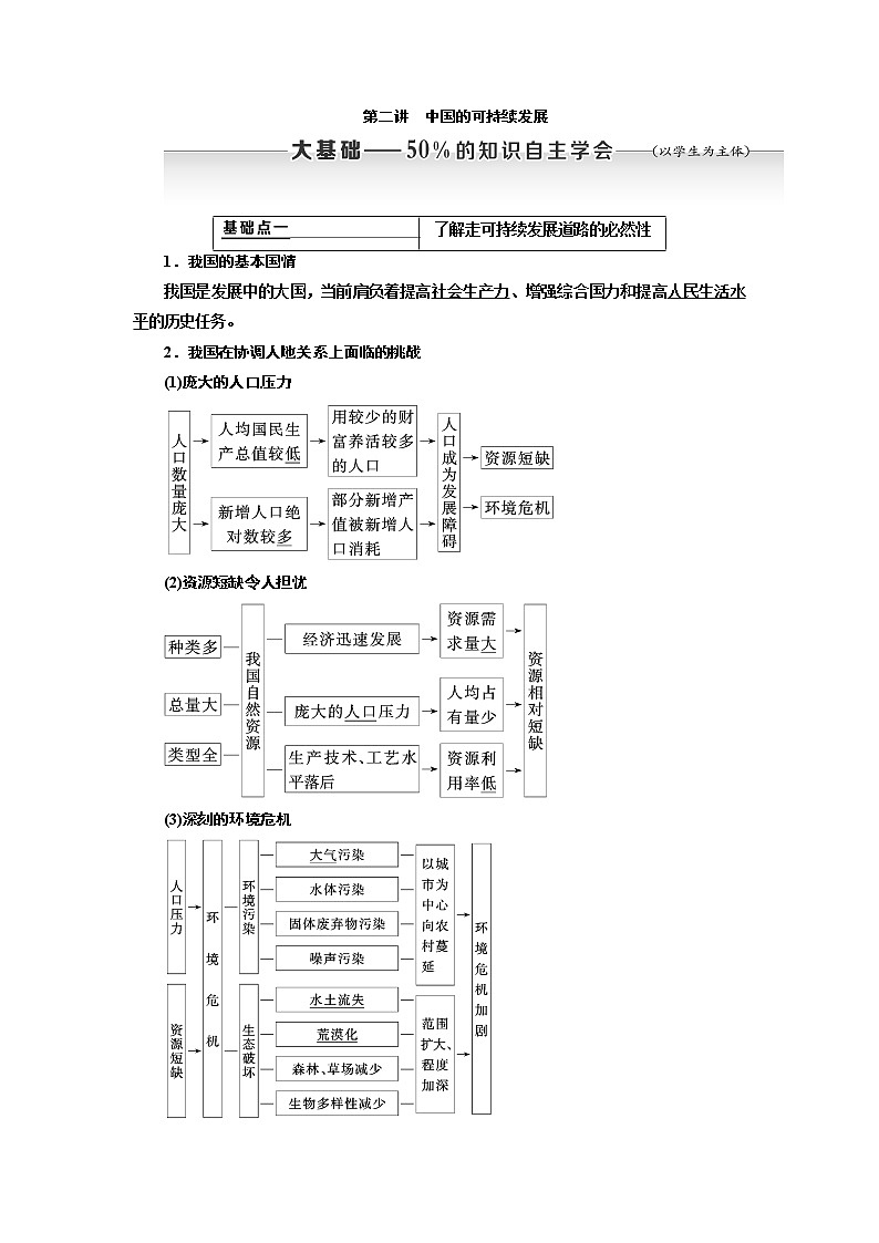 2020版高考新创新一轮复习地理通用版学案：第二部分第六章第二讲　中国的可持续发展01