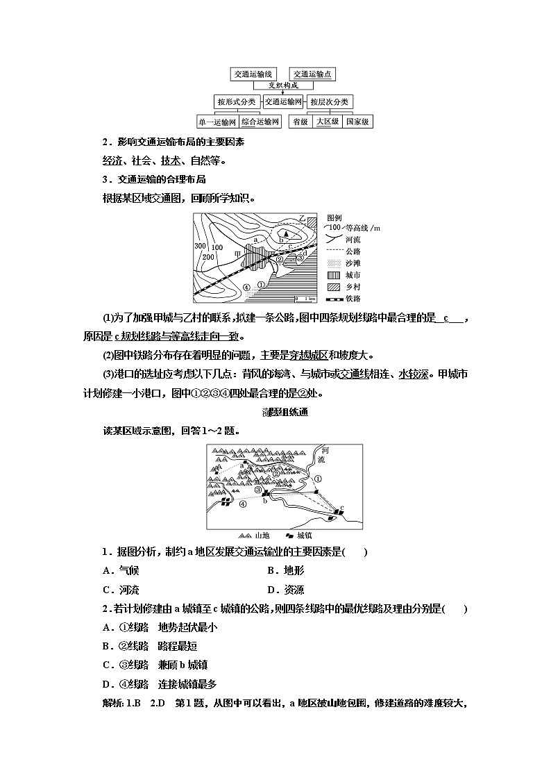 2020版高考新创新一轮复习地理通用版学案：第二部分第五章第一讲　交通运输方式和布局03
