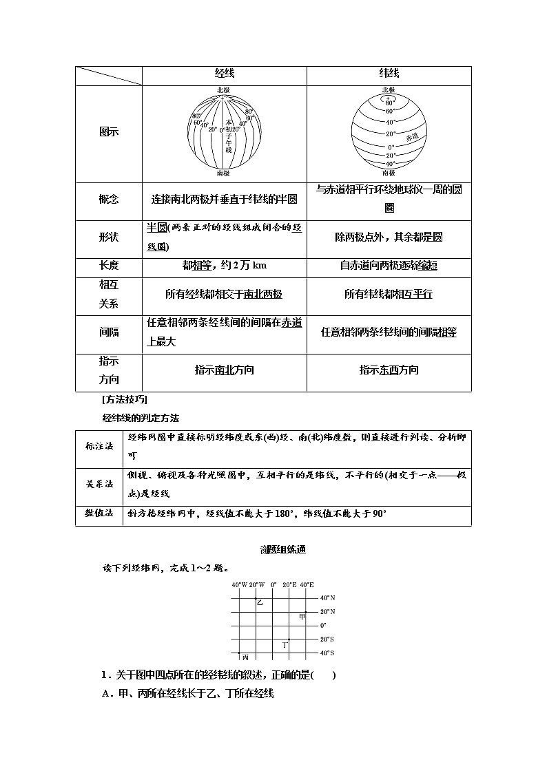 2020高考地理新创新大一轮复习课改省份专用版讲义：第一部分第一章第一讲　地球与地球仪02