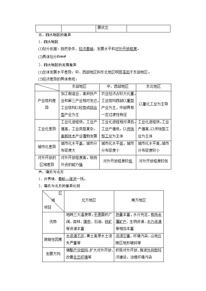 2020高考地理湘教版一轮复习讲义：第十章第一讲　区域的基本含义和区域发展阶段、发展差异03