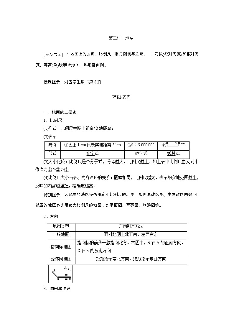 2020高考地理湘教版一轮复习讲义：第一章第二讲地图教师用书01