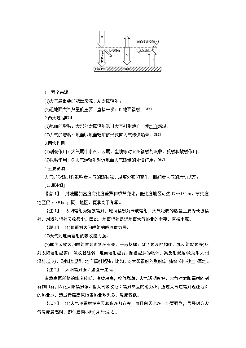 2020版一轮复习地理鲁教版学案：模块一第二单元第二讲大气圈的组成与结构　大气的受热过程及大气运动02