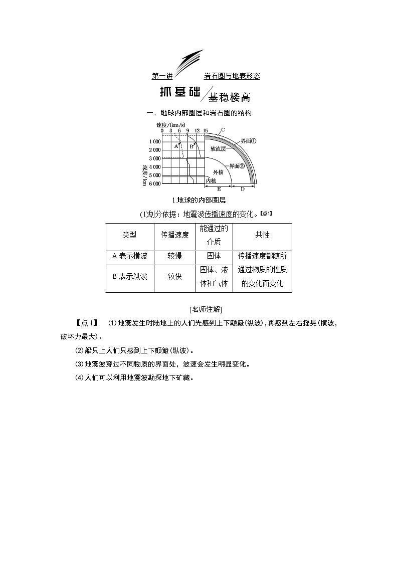 2020版一轮复习地理鲁教版学案：模块一第二单元第一讲岩石圈与地表形态01