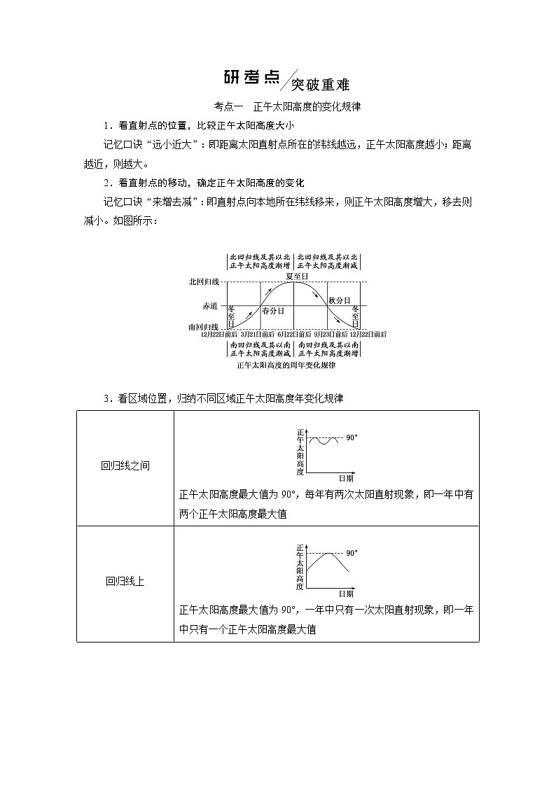 2020版一轮复习地理鲁教版学案：模块一第一单元第七讲地球的公转（二）正午太阳高度的变化、四季和五带03