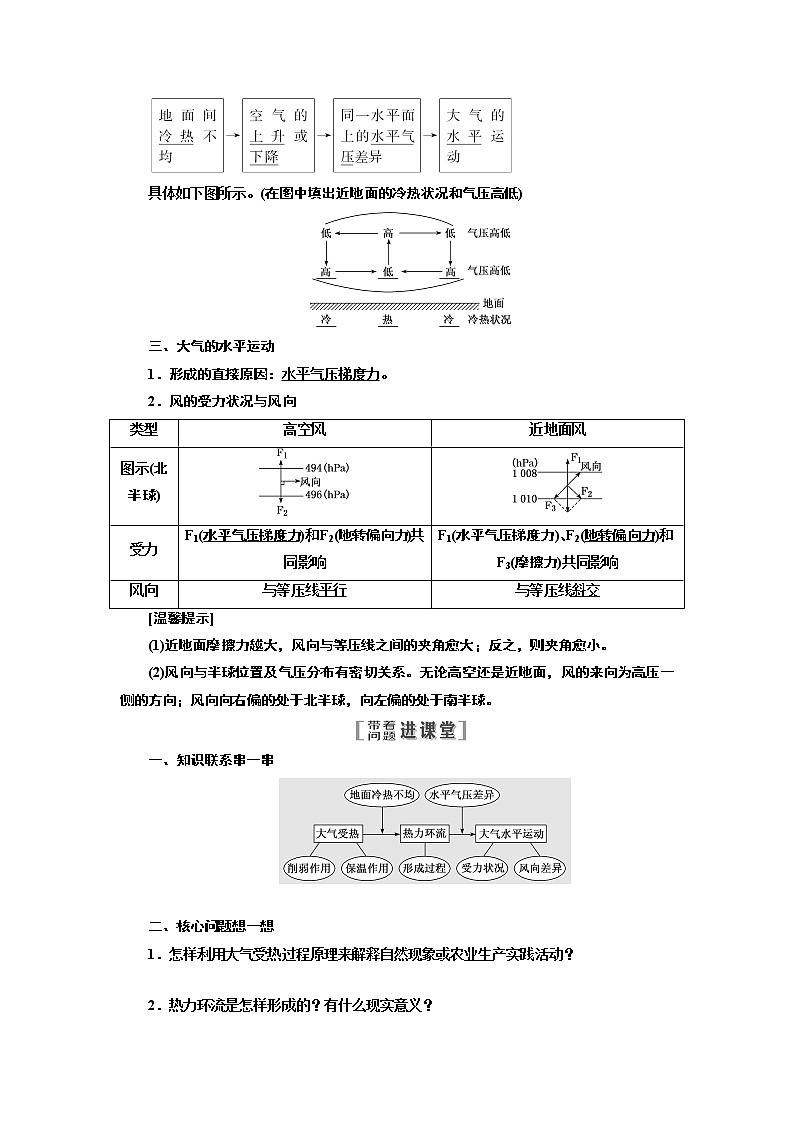 2020版一轮复习地理江苏专版学案：第一部分第二单元第三讲冷热不均引起大气运动02