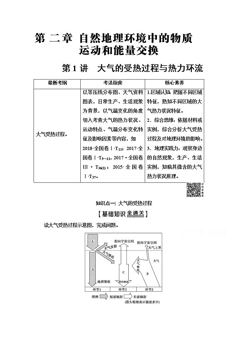 2020版新一线高考地理（中图版）一轮复习教学案：第1部分第2章第1讲　大气的受热过程与热力环流01