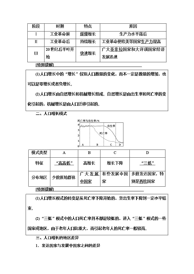 2020版新一线高考地理（中图版）一轮复习教学案：第2部分第5章第1讲　人口增长模式与人口合理容量02