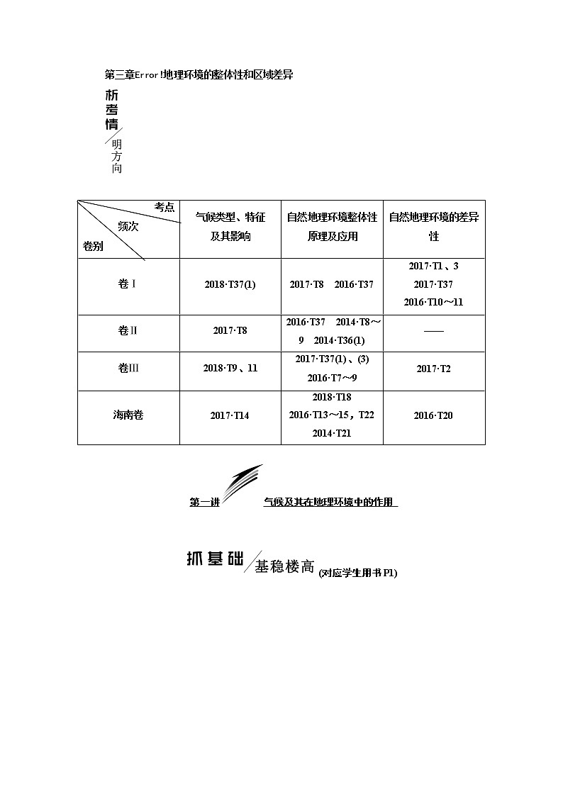 2020版高考一轮复习地理中图版学案：模块一第三章第一讲气候及其在地理环境中的作用01