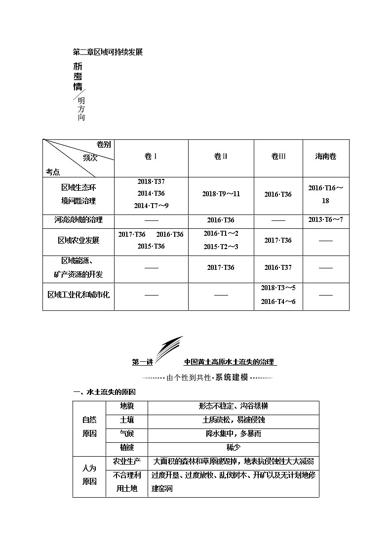 2020版高考一轮复习地理中图版学案：模块三第二章第一讲中国黄土高原水土流失的治理01