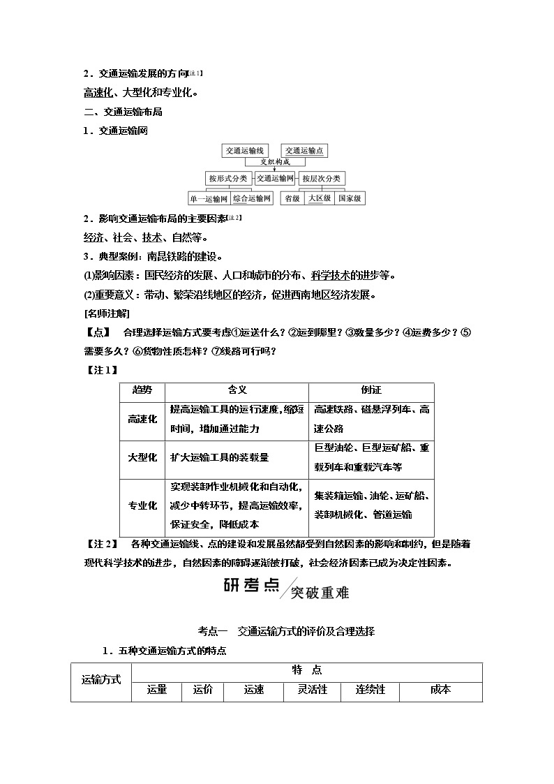 2020版高考一轮复习地理人教版学案：第二模块第五章第一讲交通运输方式和布局02