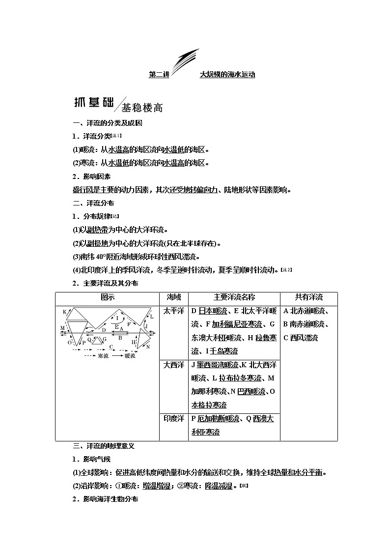 2020版高考一轮复习地理人教版学案：第一模块第三章第二讲大规模的海水运动01