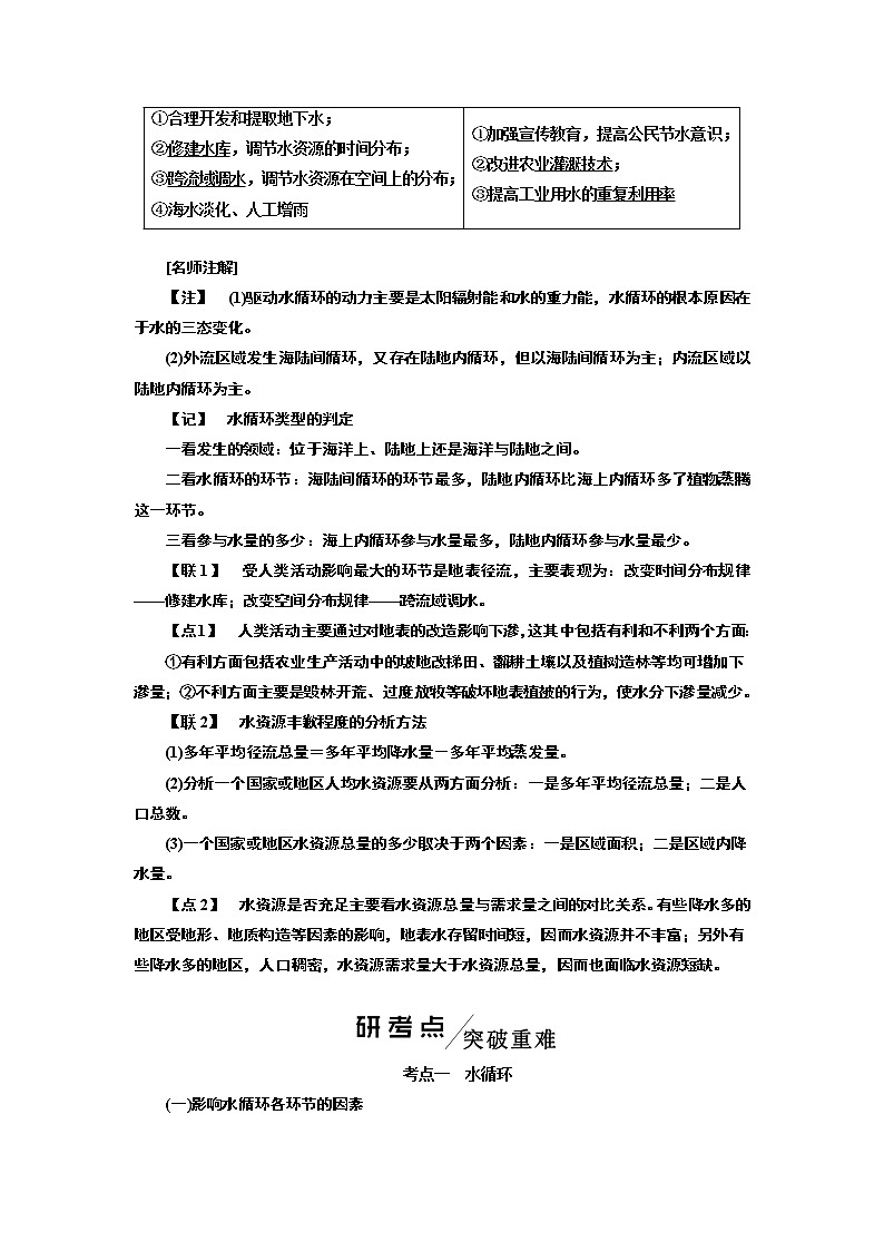 2020版高考一轮复习地理人教版学案：第一模块第三章第一讲自然界的水循环和水资源合理利用03