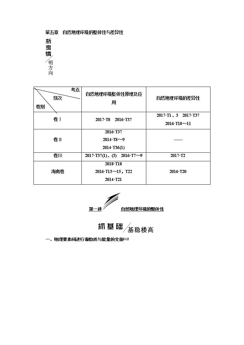 2020版高考一轮复习地理人教版学案：第一模块第五章第一讲自然地理环境的整体性01