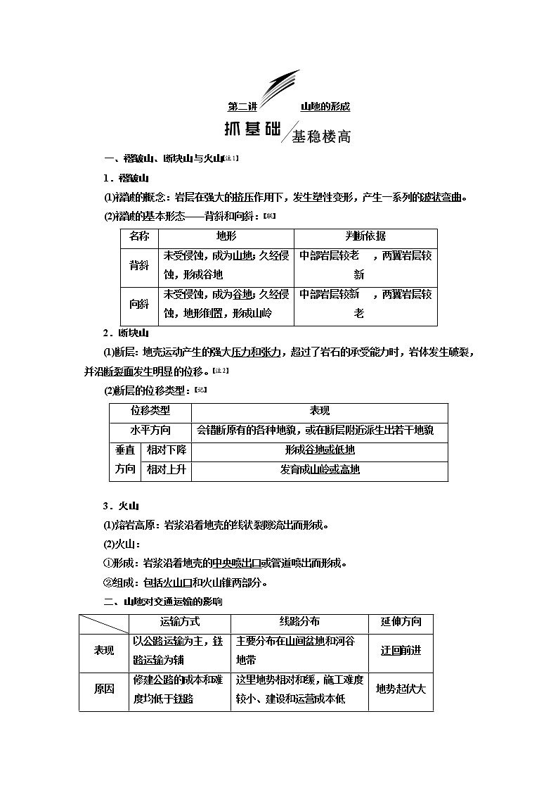 2020版高考一轮复习地理人教版学案：第一模块第四章第二讲山地的形成01