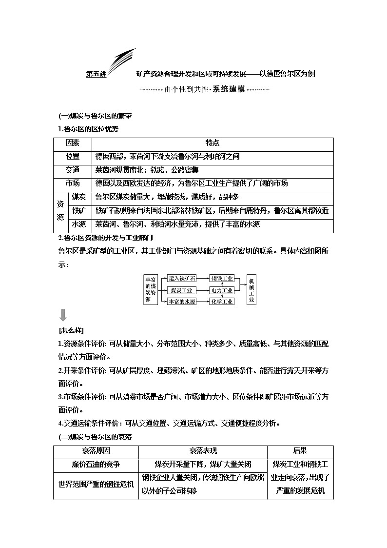 2020版高考一轮复习地理湘教版学案：模块三第二章第五讲矿产资源合理开发和区域可持续发展——以德国鲁尔区为例01