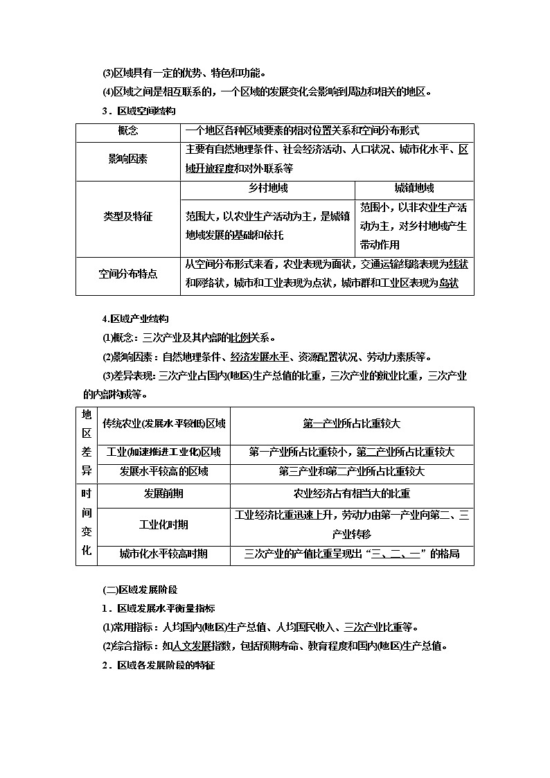 2020版高考一轮复习地理湘教版学案：模块三第一章第一讲区域的基本含义、区域发展阶段及区域发展差异02