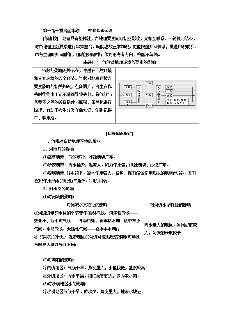 2020版高考一轮复习地理新课改省份专用学案：第一编一模考前串讲——构建知识体系01