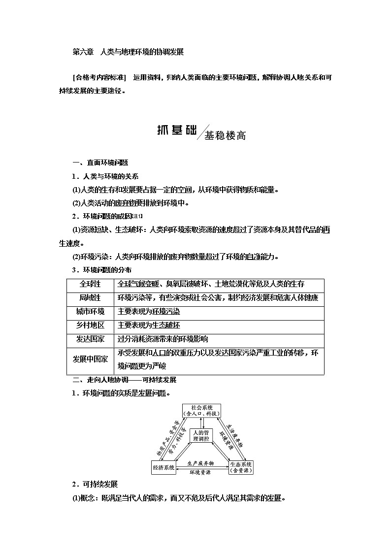 2020版高考一轮复习地理新课改省份专用学案：模块二第六章人类与地理环境的协调发展01