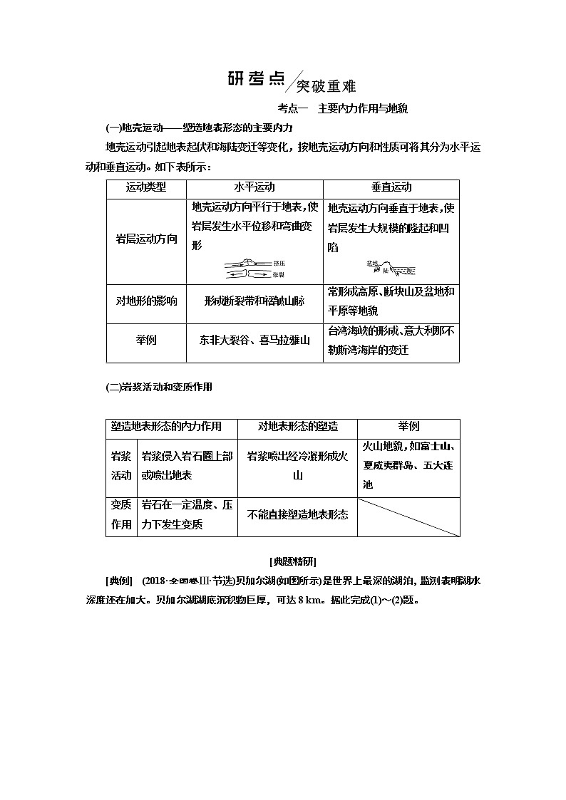 2020版高考一轮复习地理新课改省份专用学案：模块一第四章第二讲内力作用与地表形态03