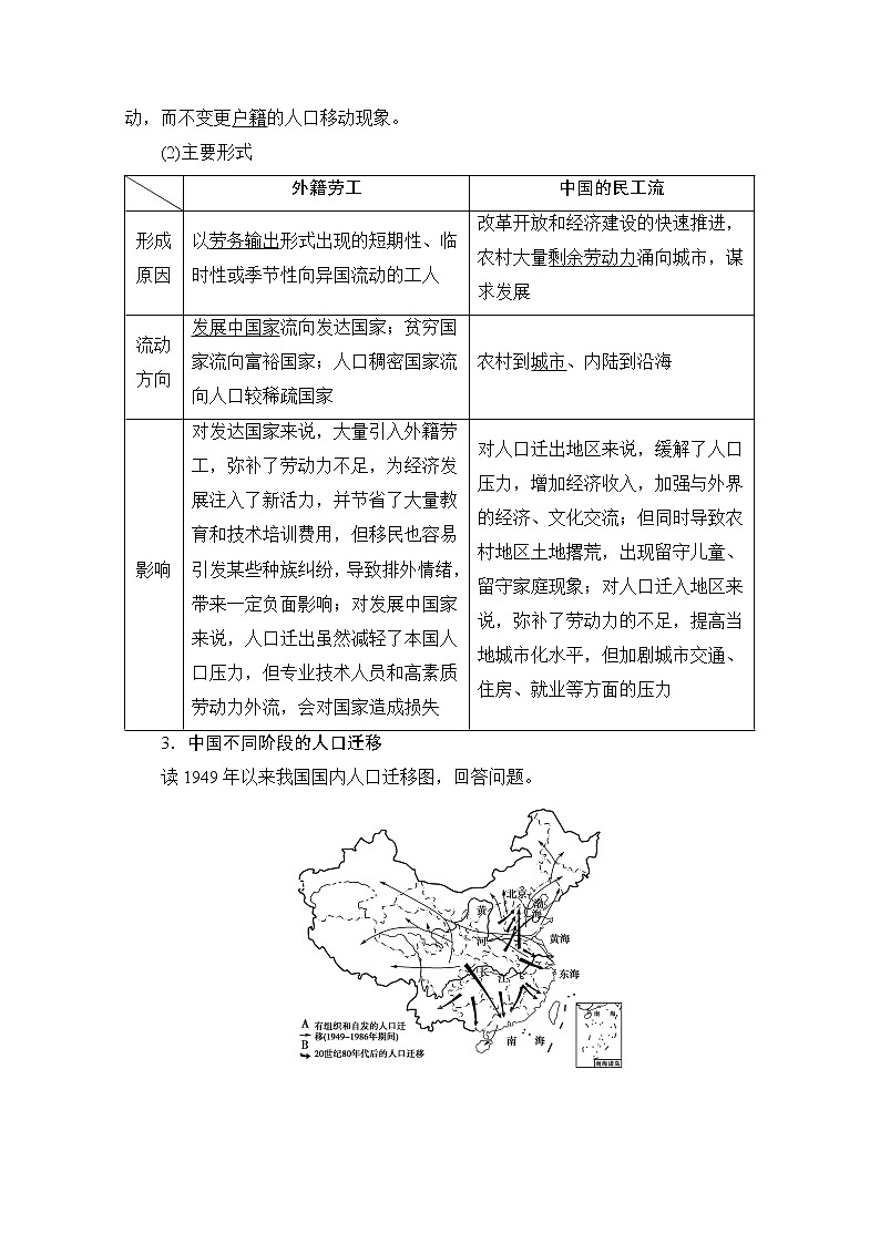 2020版新一线高考地理（鲁教版）一轮复习教学案：第2部分第5单元第2节人口迁移第2页