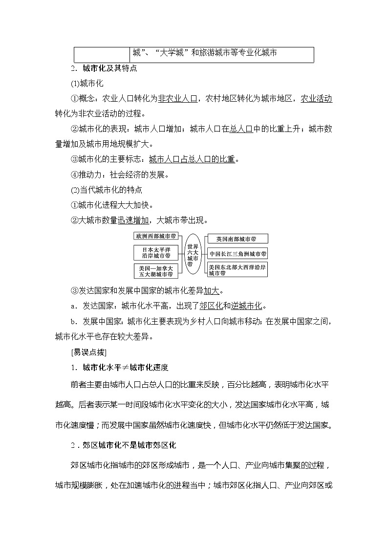 2020版新一线高考地理（鲁教版）一轮复习教学案：第2部分第6单元第1节城市发展与城市化02