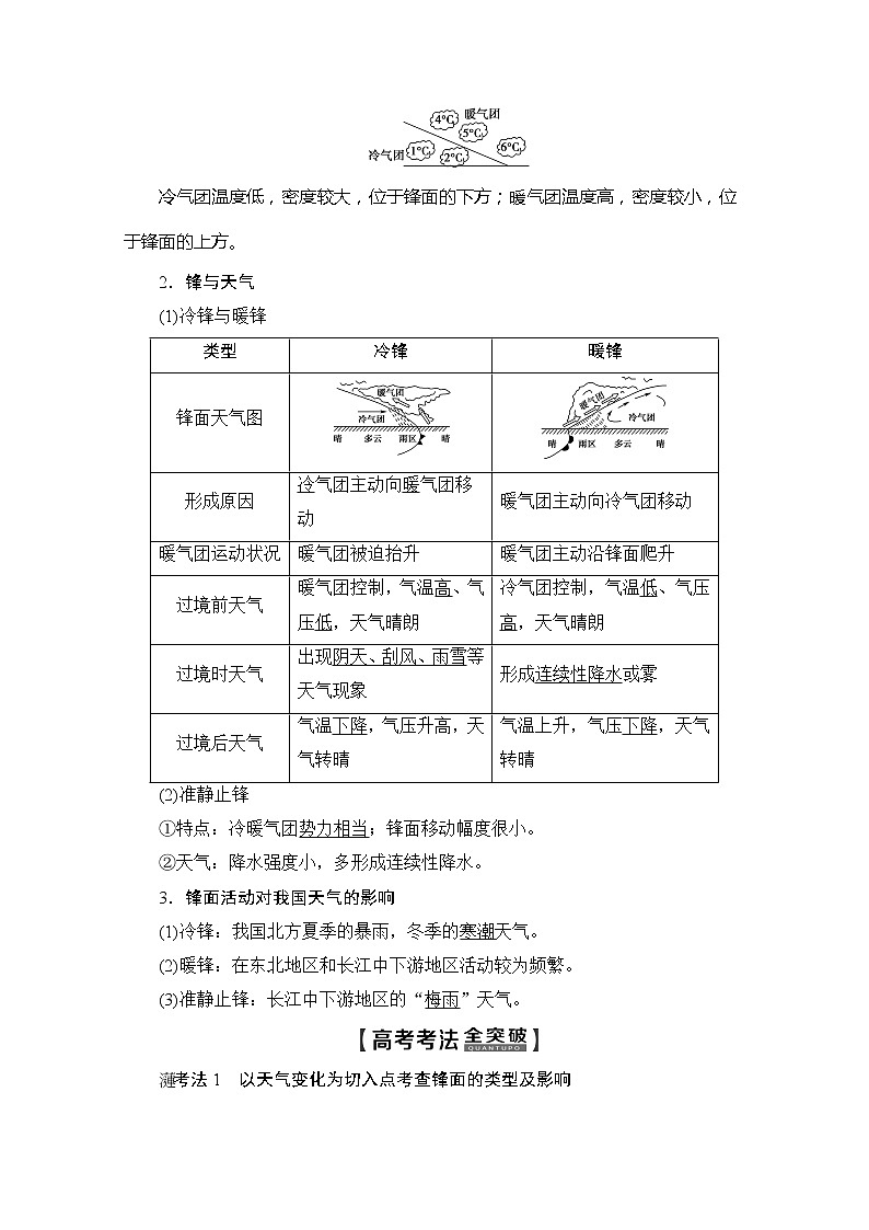 2020版新一线高考地理（鲁教版）一轮复习教学案：第1部分第2单元第4节常见的天气系统与气候类型02