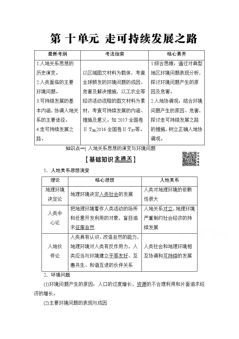 2020版新一线高考地理（鲁教版）一轮复习教学案：第3部分第10单元走可持续发展之路01