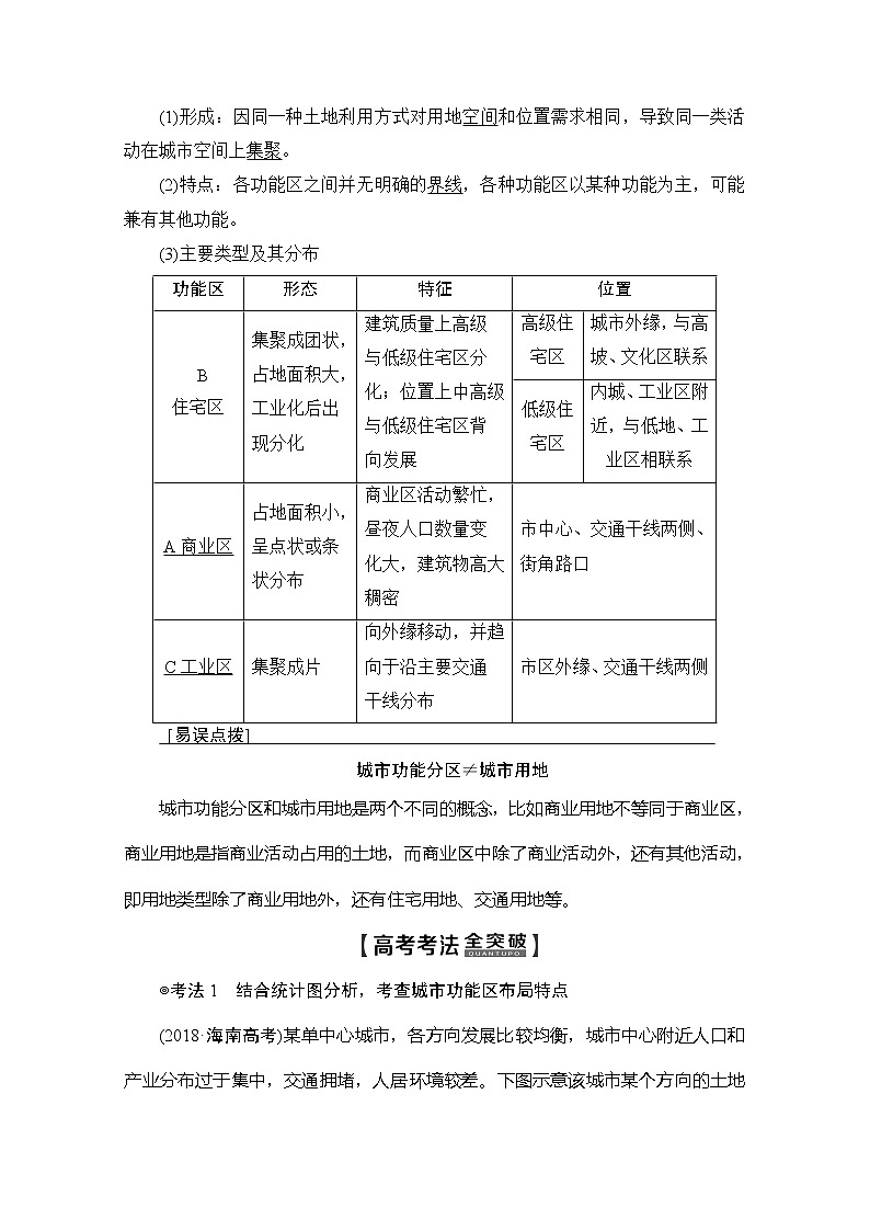 2020版新一线高考地理（人教版）一轮复习教学案：第2部分第7章第1讲　城市内部空间结构及不同等级城市的服务功能02