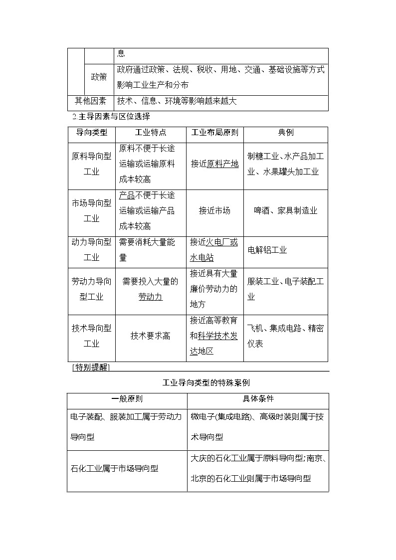 2020版新一线高考地理（人教版）一轮复习教学案：第2部分第9章第1讲　工业的区位选择02