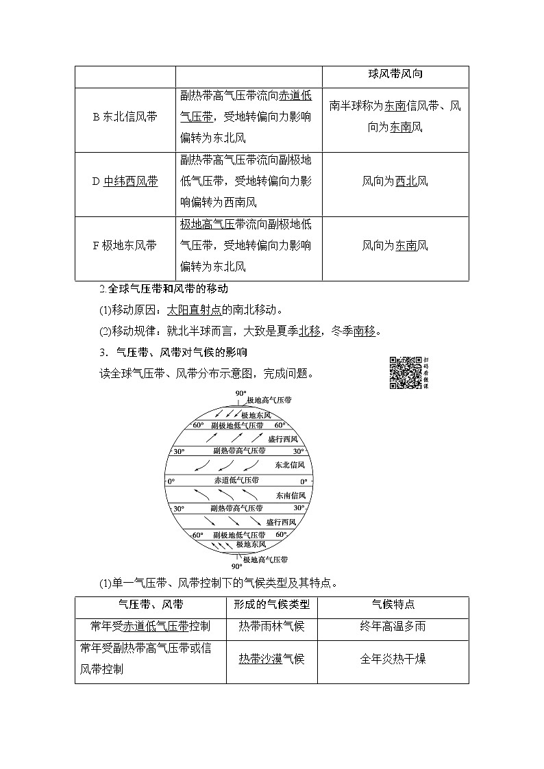 2020版新一线高考地理（湘教版）一轮复习教学案：第1部分第2章第3节全球气压带、风带的分布和移动02