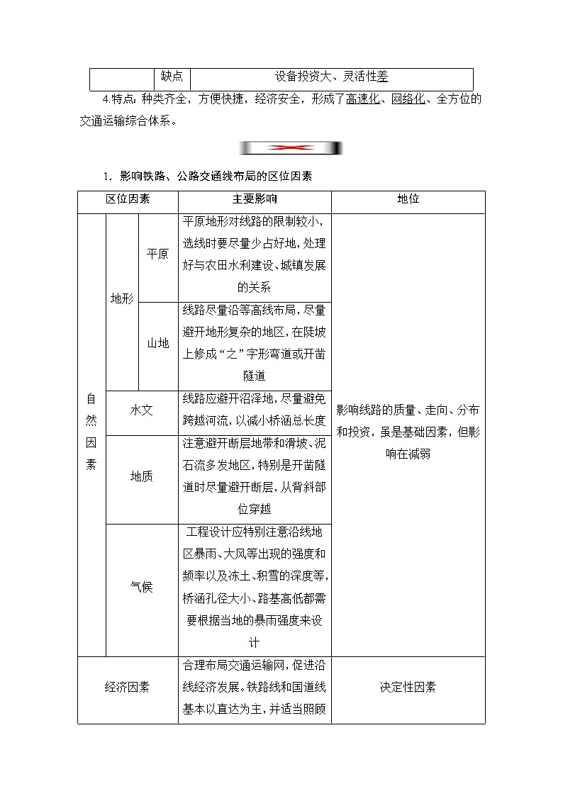 2020版新一线高考地理（湘教版）一轮复习教学案：第2部分第7章第4节交通运输布局及其对区域发展的影响02