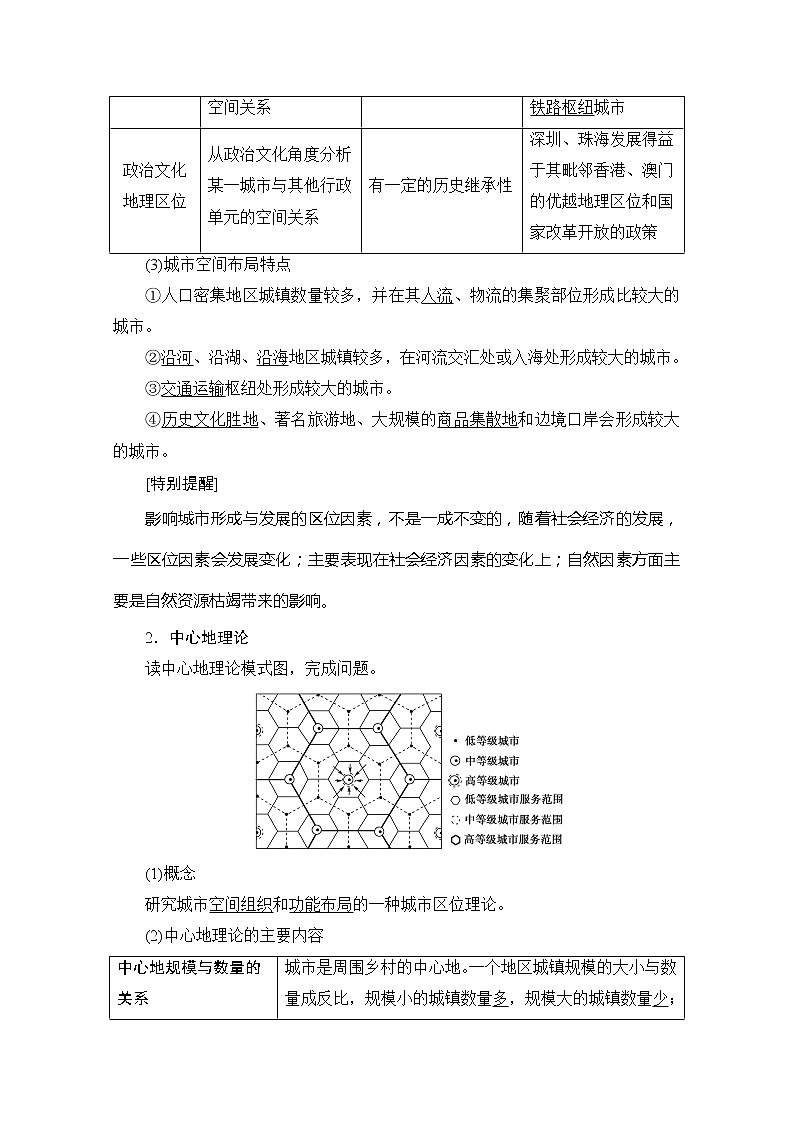 2020版新一线高考地理（湘教版）一轮复习教学案：第2部分第6章第1节城市空间结构02