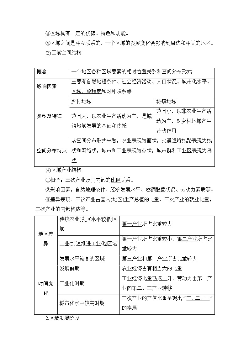 2020版新一线高考地理（湘教版）一轮复习教学案：第3部分第9章第1节区域的基本含义、区域发展阶段和区域发展差异02