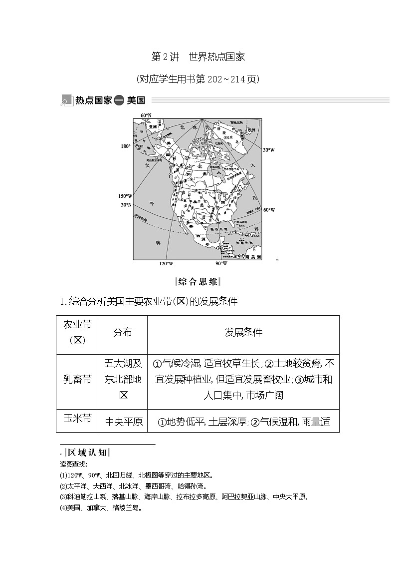 2020《导与练》高考人教版地理一轮复习讲义：第十七章第2讲　世界热点国家讲义01