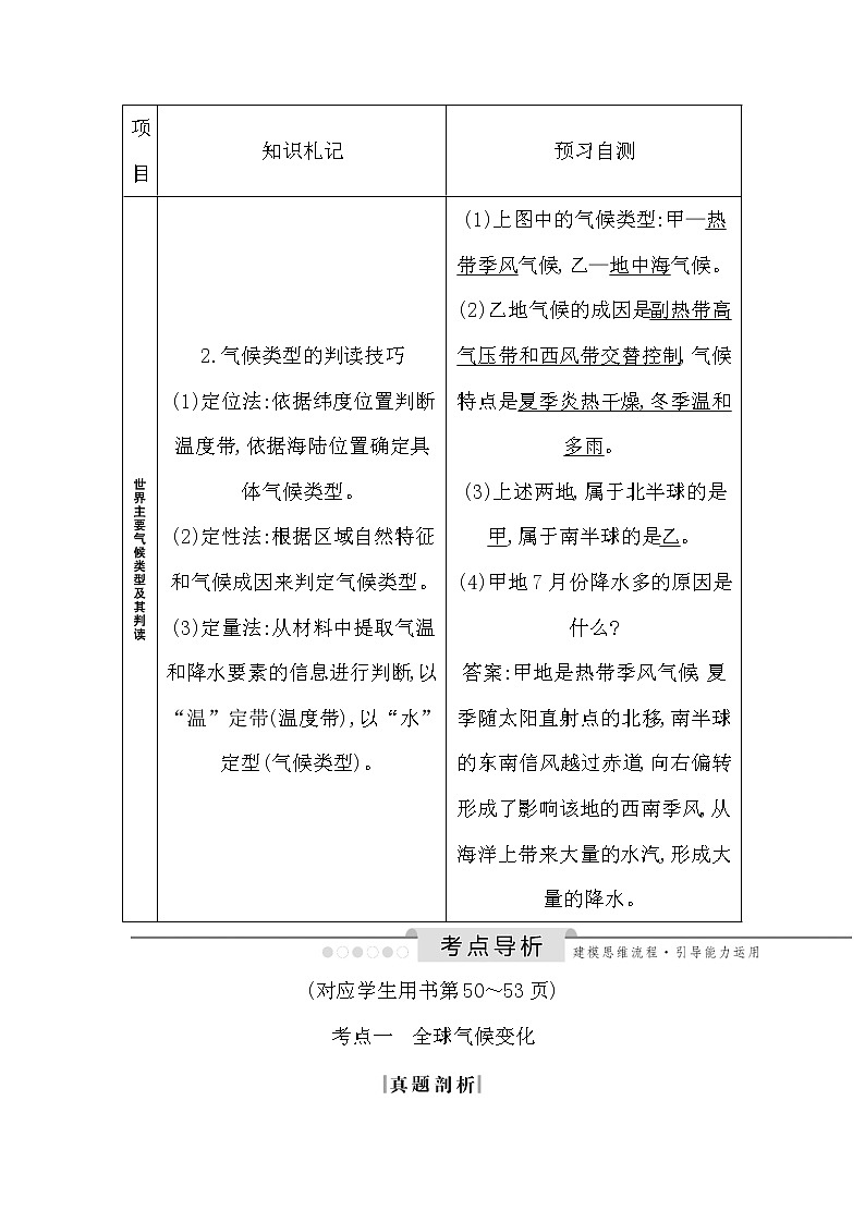 2020《导与练》高考人教版地理一轮复习讲义：第二章第4讲　全球气候变化与气候类型判读讲义03
