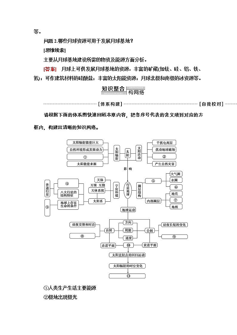 2020-2021学年地理人教版必修1教师用书：第1章 章末小结与测评 Word版含解析03