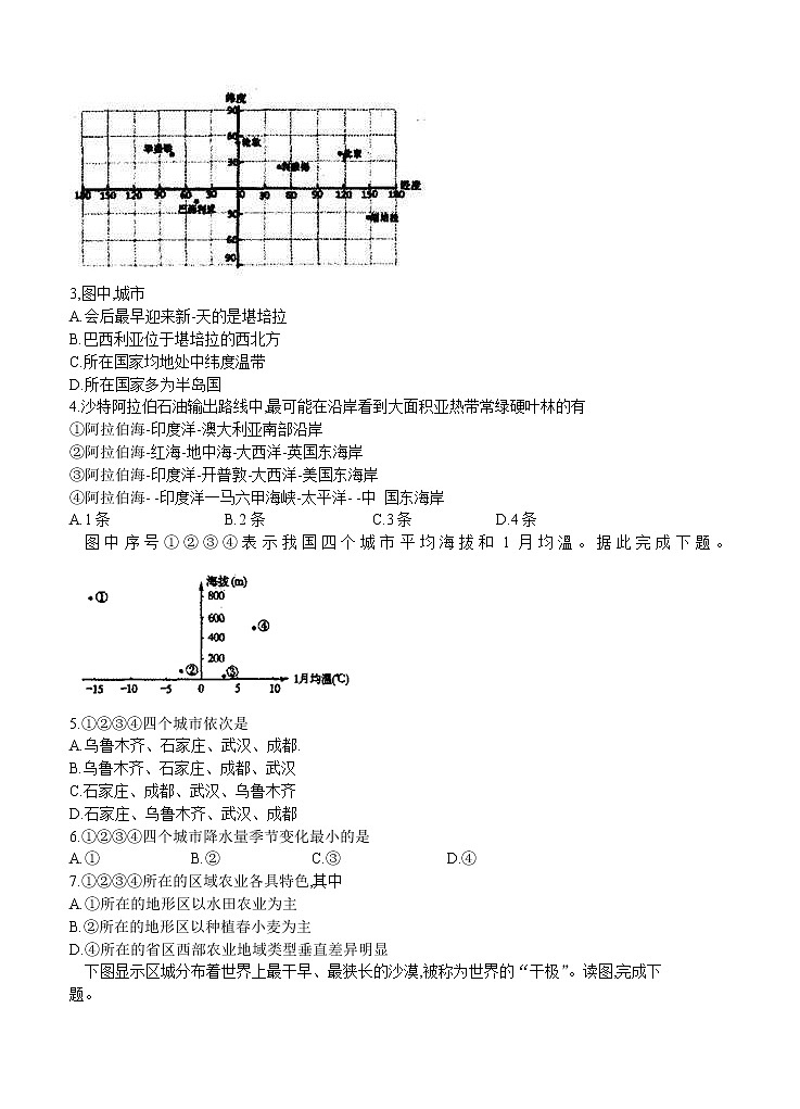 山西省运城市2021届高三9月调研考试 地理（含答案）第2页
